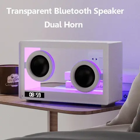 Portable Alarm Clock Bluetooth Speaker Vintage Hifi Soundbar Wireless Colorful Atmosphere Light with Mic Support TF Card Play