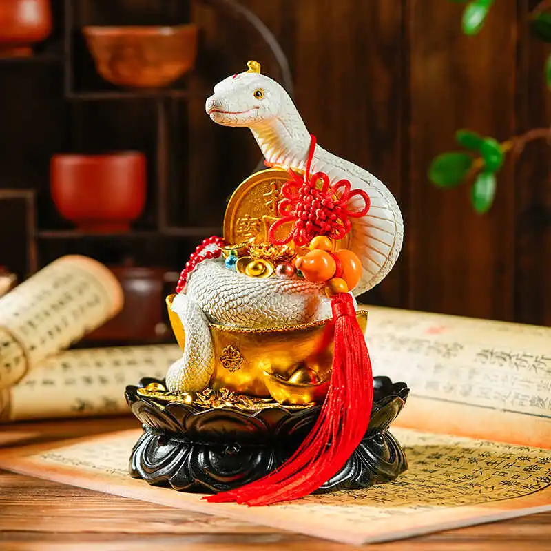 

Willow Statue White Python Spirit Snake Statue Lucky Decoration Zodiac Buddha Hall Mascot Home Accessories