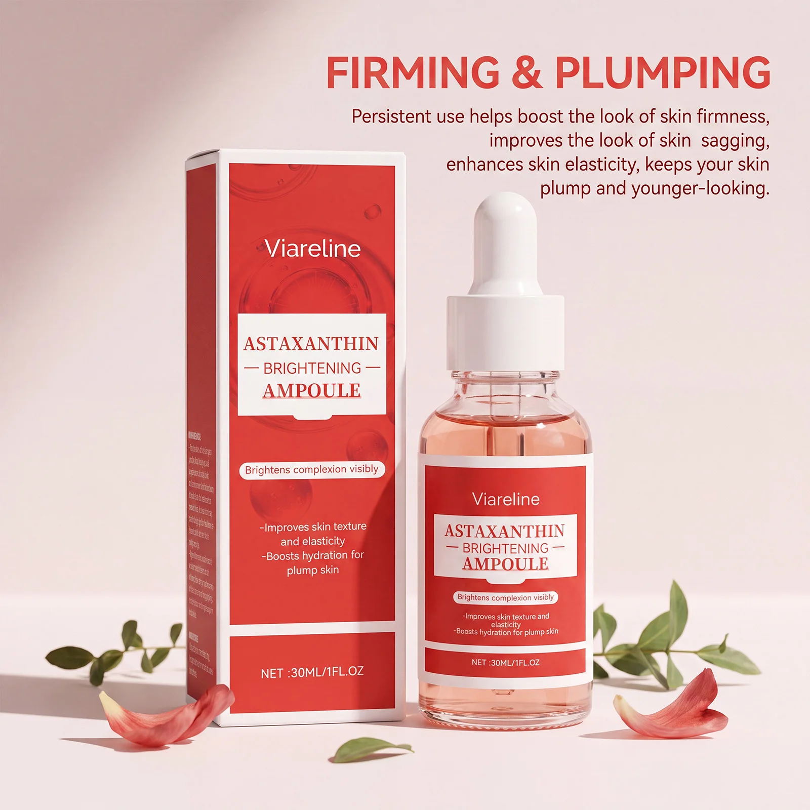 Sérum hydratant pour le visage à l'astaxanthine, hydratation douce, lissage, anti-âge, éclaircissant, nourrissant, essence pour tous types de peaux