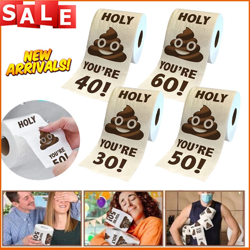 

Poop Printed Toilet Paper Roll Funny Poop Face Toilet Paper Towel Tissue Paper 30/40/50/60th Birthday Gifts Halloween Decoration