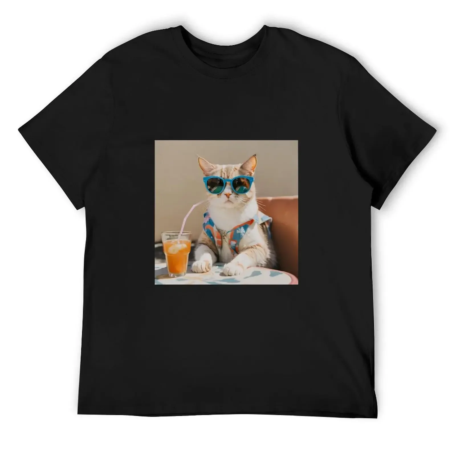 

A cat relaxing in the sun T-Shirt anime tshirt street wear tees men t shirts
