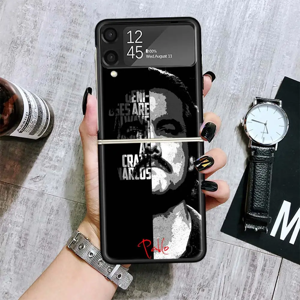 Narcos เคสโทรศัพท์สีดำแบบพับได้สำหรับ Samsung Galaxy Galaxy Z flip 4 3 5G TPU Flip4