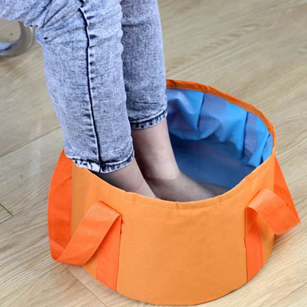 

1pc Portable Foot Soak Basin Foldable Water Bucket For Travel Outdoor Home Orange Collapsible Foot Tub Camping Folding Basin