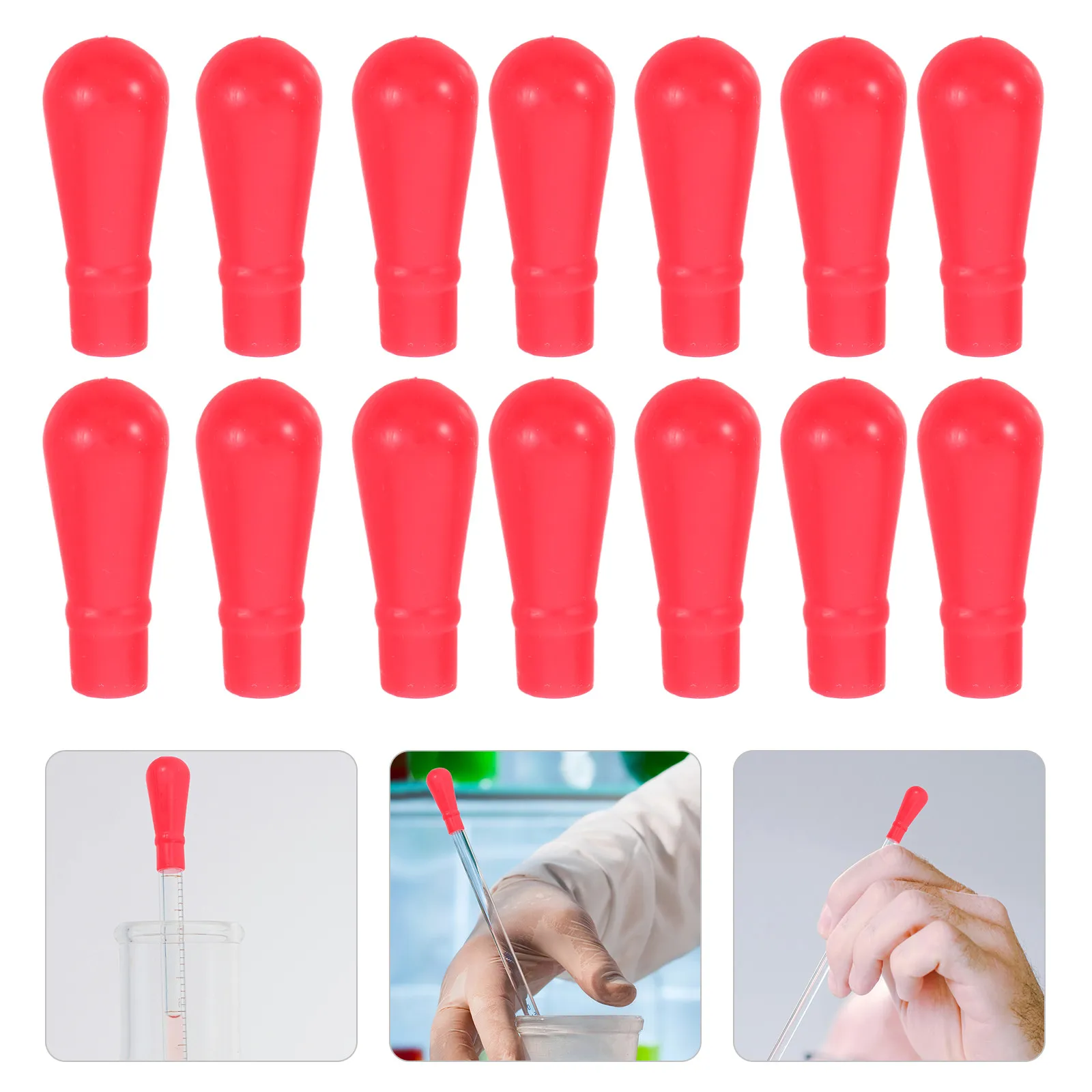 40Pcs Red Silicone Dropper Caps High Elasticity Chemical Resistant for Glass Pipette Laboratory Supplies Pipette Bulb Tips