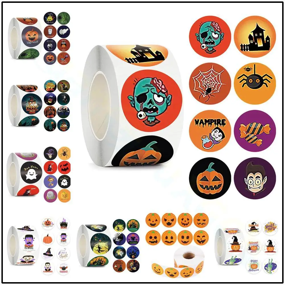 500pc Halloween Sticker candy Seal Sticker witch Baking Sticker kid Party Label Sticker Envelope Gift Decoration