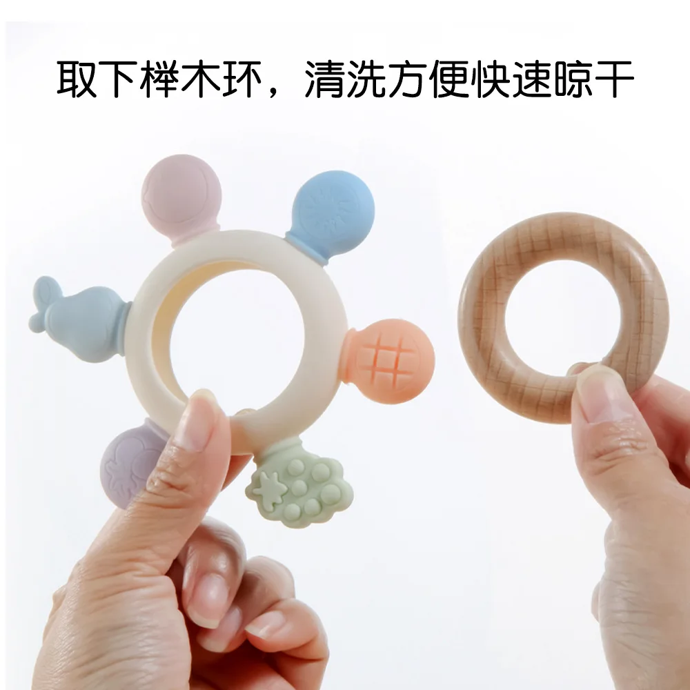 Massaggiagengive in silicone alimentare anti-ingozzamento per neonati, prodotti per la mamma e il bambino, massaggiagengive in silicone a sei dita