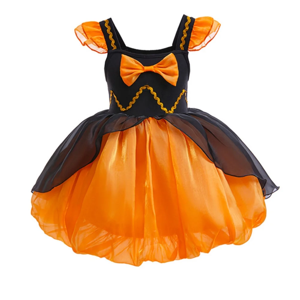 

Orange & Black Sleeveless Tutu Dress - Girls' Halloween Princess Costume, Kids' Holiday Party Dress-Up Set