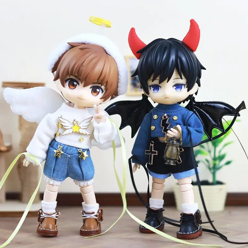 Ob11 Doll Clothes Halloween Angel Devil Suit Shorts Wings Doll Accessories For Nendoroids, Molly, Ymy , Gsc, Obitsu 11, P9 ,1/12