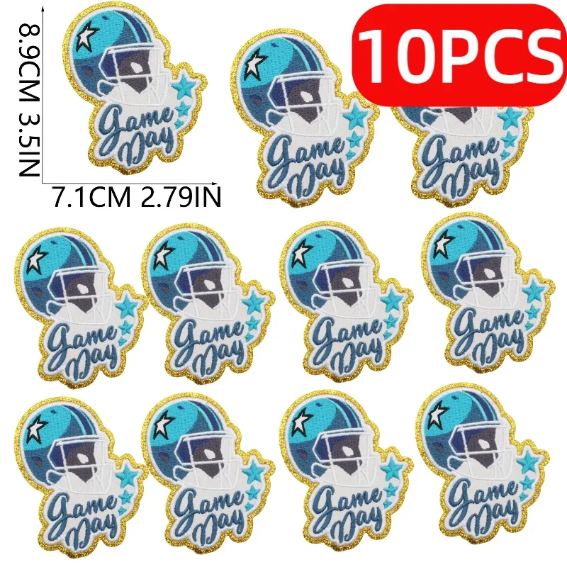 10/12PCS Wholesale Rugby Theme  Embroidery Greet Towel English Letter Rugby Game Start Ironing Patch DIY for Hat/bag/shoes