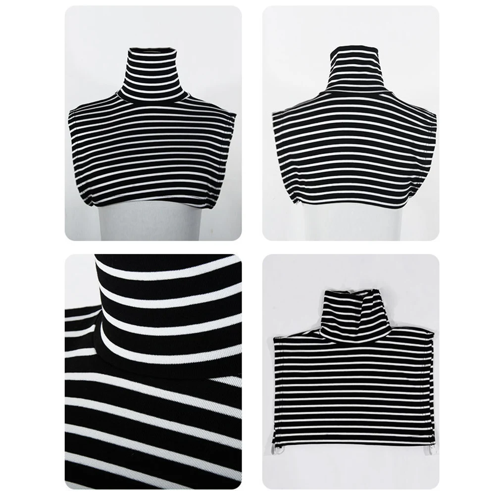 Cuello alto falso sólido para mujer, Cuello de camisa desmontable, suéter con capucha, decoración de cuello alto, blusa femenina, Top de fondo medio