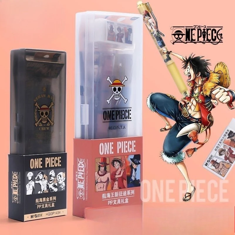 

New One Piece Animation Peripheral Luffy Ace Sanji New Journey Stationery Gift Box Creative 0.5mm Black Gel Pen Set Holiday Gift