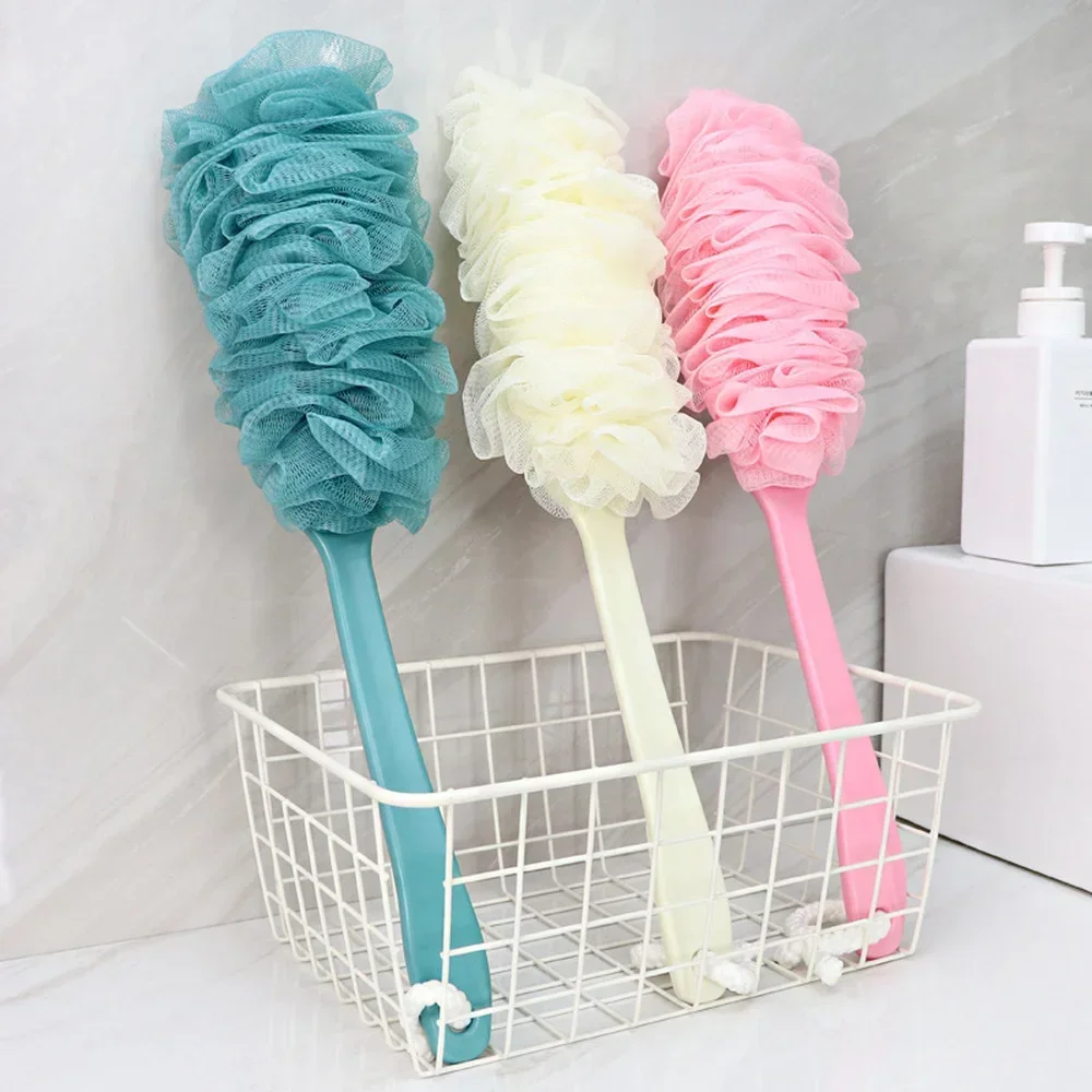 1pcs New Long Handle Hanging Soft Mesh Back Body Bath Shower Brush Sponge Bathroom Accessories Bathroom Cleaning Supplies Home #