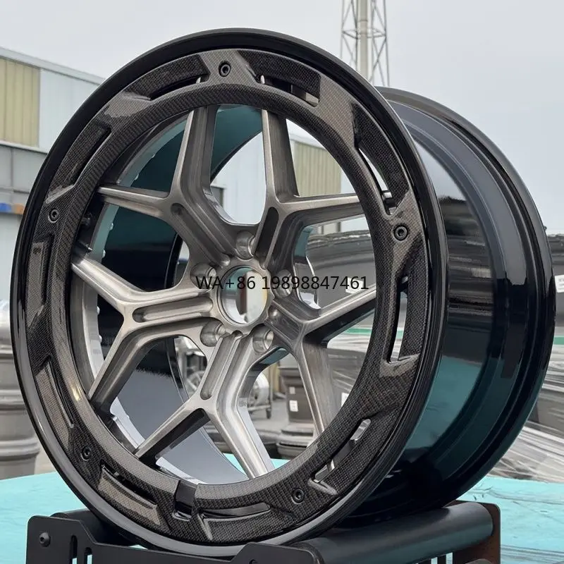 

19 20 21 22Inch Forged Racing Car Wheel Custom 2-Piece Wheel Style Alloy Car Wheel Rims with Carbon Fiber Ring for