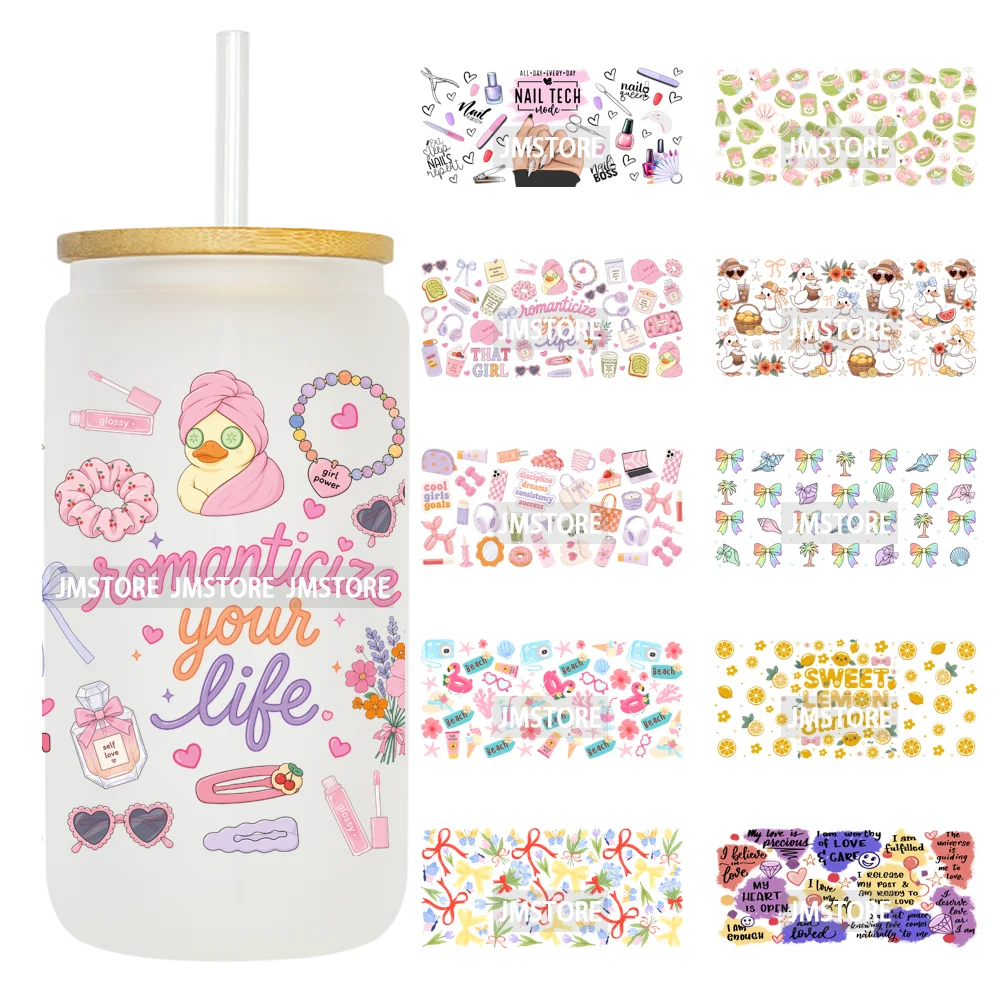 Fitness Motivational Mental Health UV DTF Stickers Cup Wrap Permanent Adhesive Ready To Apply For 16oz Libbey Glass Can Tumblers