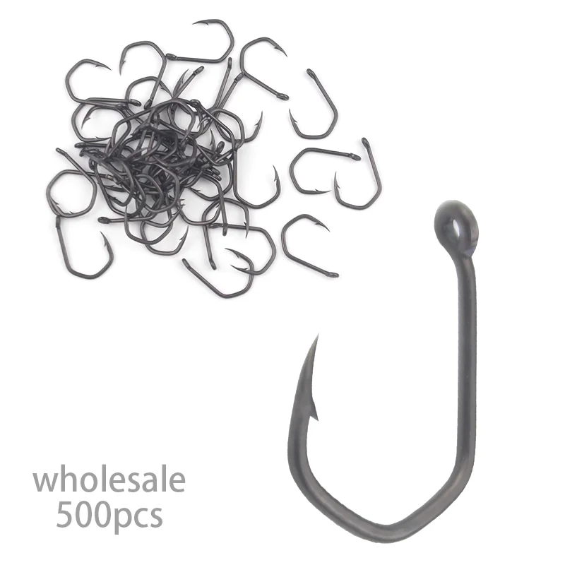 

500PCS Carp Fishing Hook Barbed Coated PTFE Coating High Carbon Stainless Steel Eyed Fish Hooks Diamond Hook Fishing Tools pesca