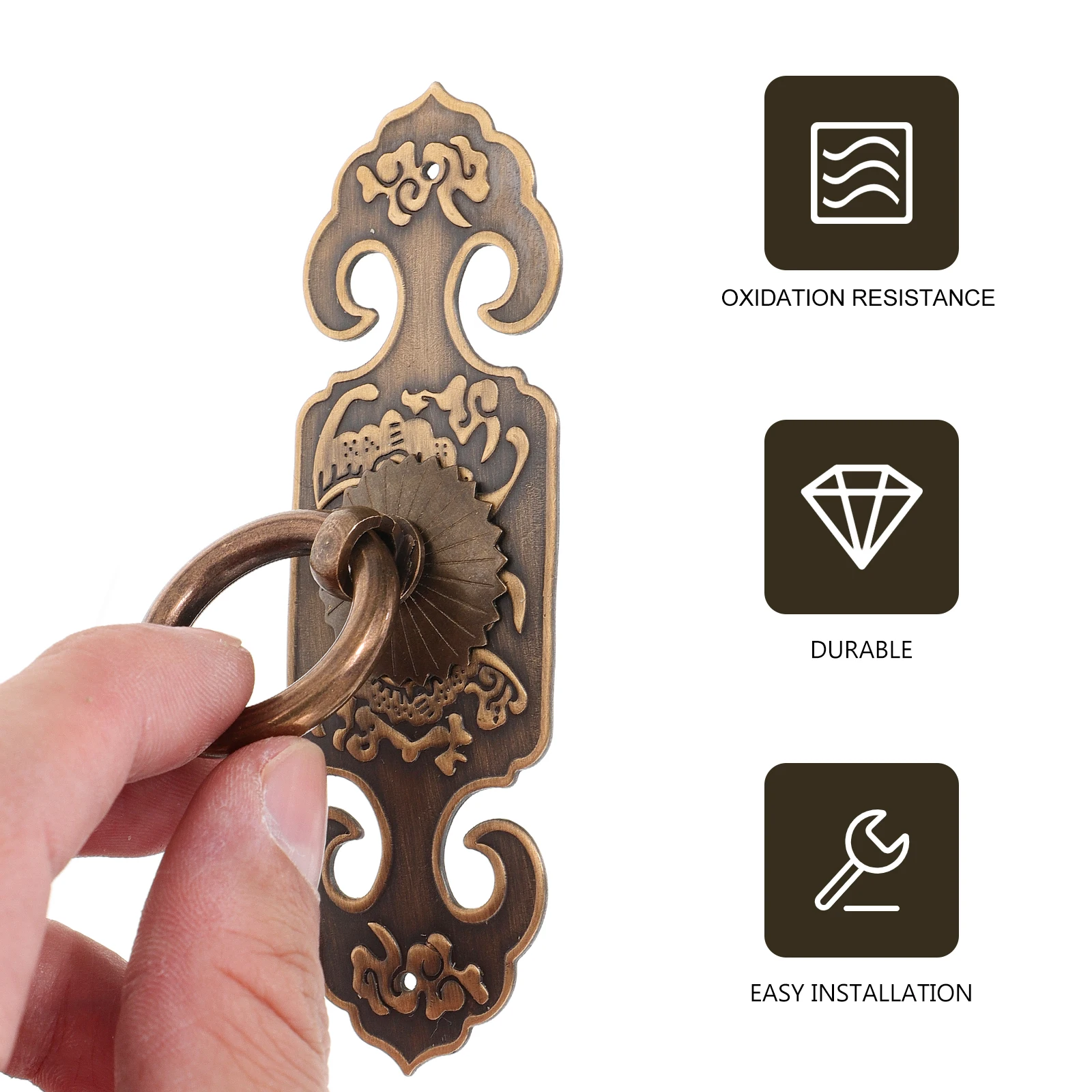 

2Pcs Copper Door Pull H les Vintage Style Cabinet Furniture Hardware Knobs for Drawer Wardrobe Chest Bookcase