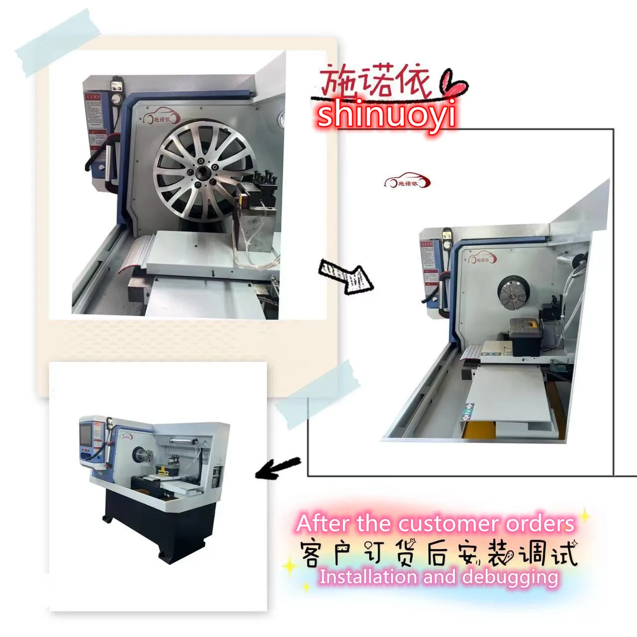 SNY-2000A Macchina per verniciatura su ruote completamente automatica 220V Velocità di scansione laser Veloce Canada Franoe Core Cuscinetto Motore Ingranaggio motore