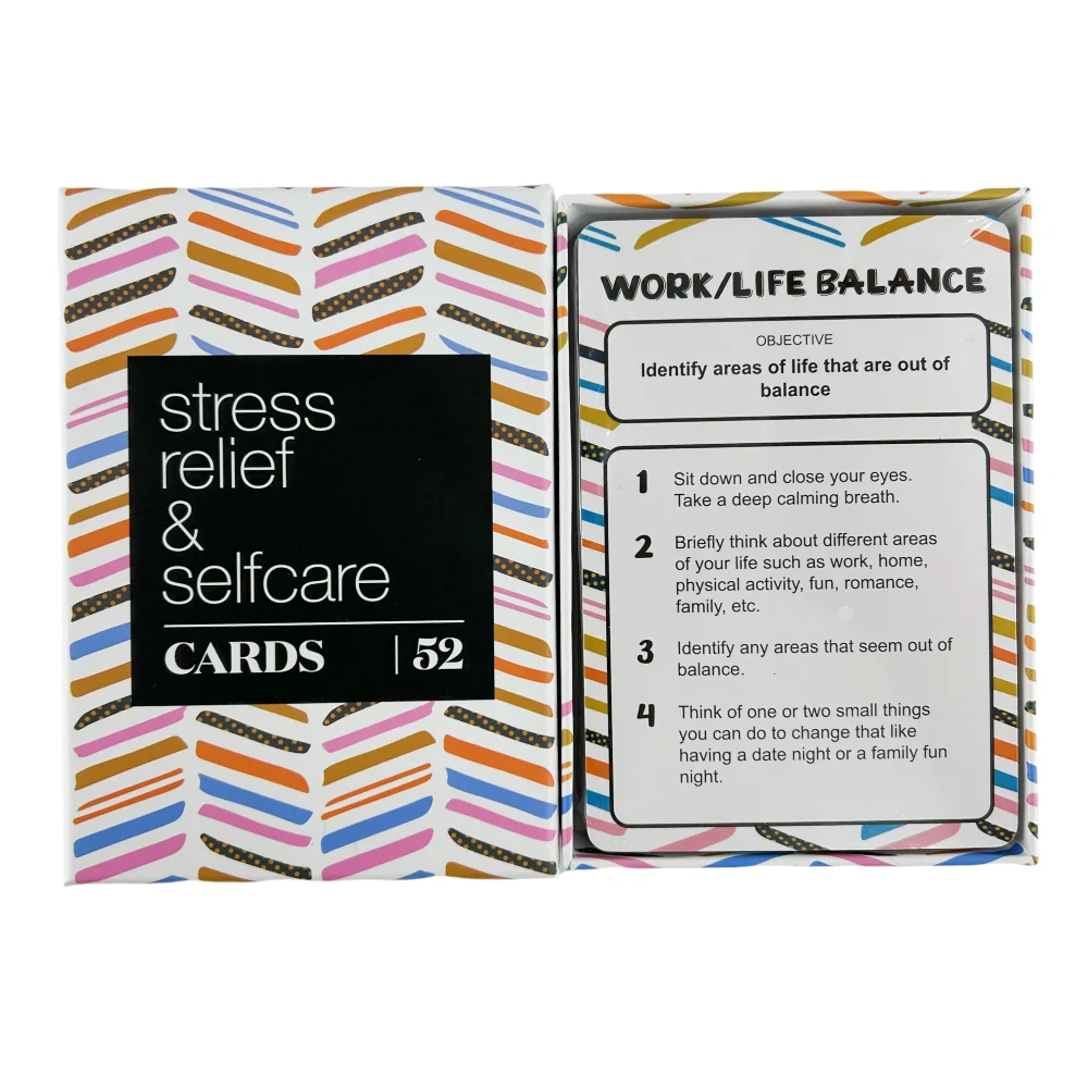 52 Stress Less & Self Care Cards Game Mindfulness Board Game Deck Playing Cards