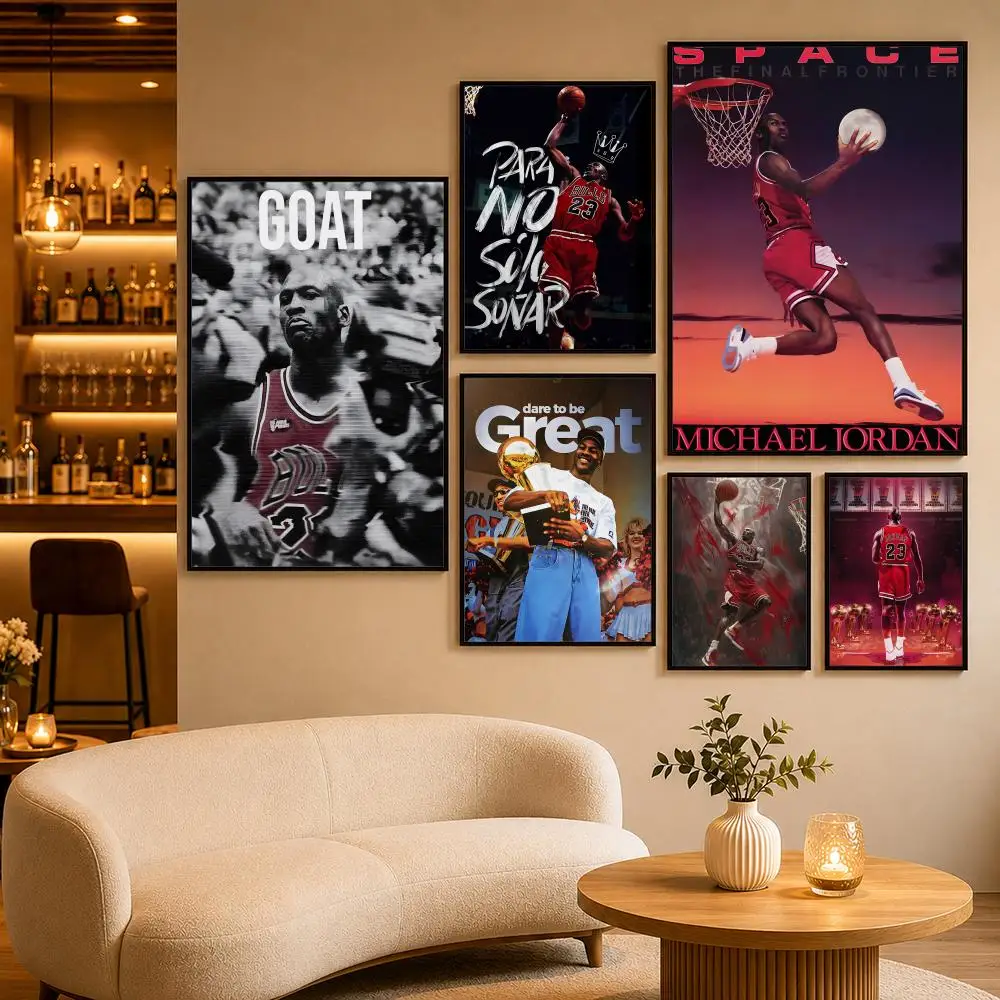 Affiche décorative élégante de l'athlète M-Michael J-Jordan, pour la maison, le bar, la chambre à coucher, le bureau, la décoration artistique