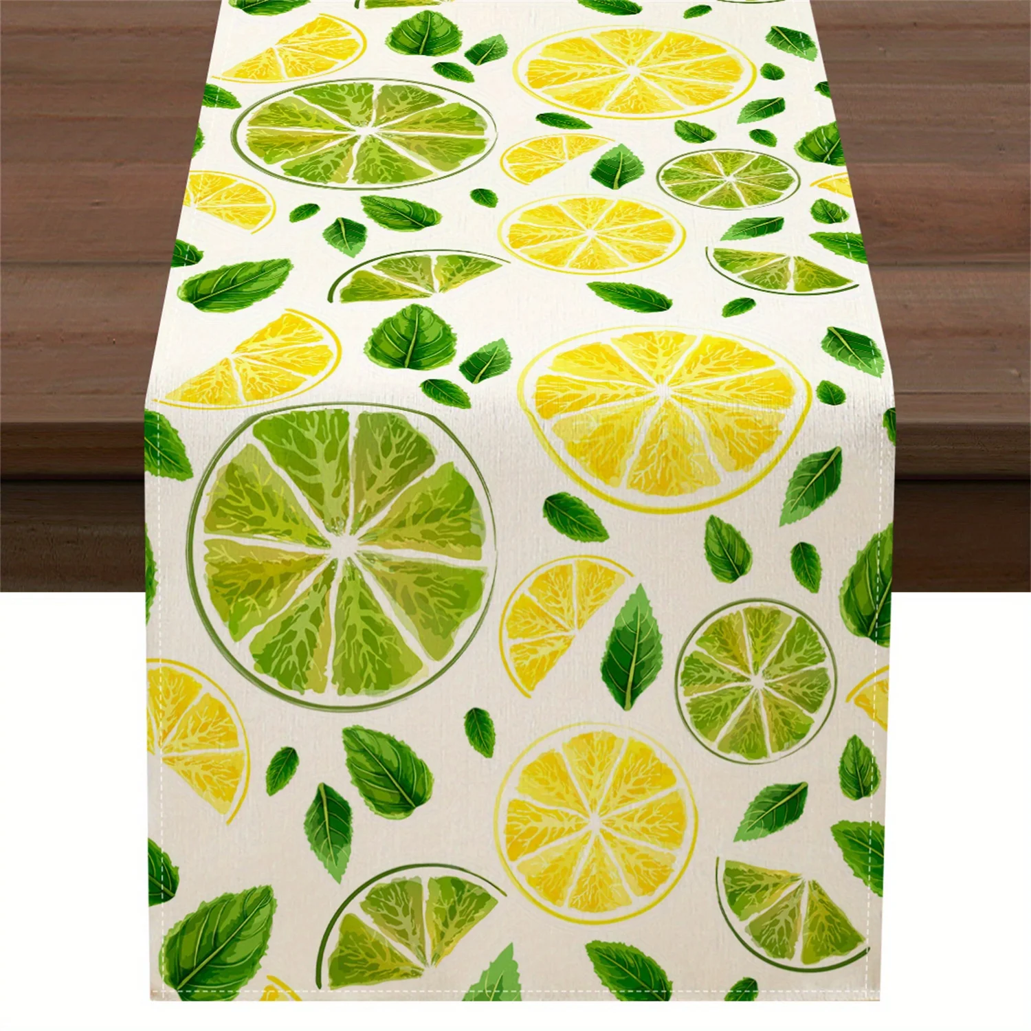 Lemon Lime Green Leaf Table Runner - Summer Home Kitchen Dining Party Decor