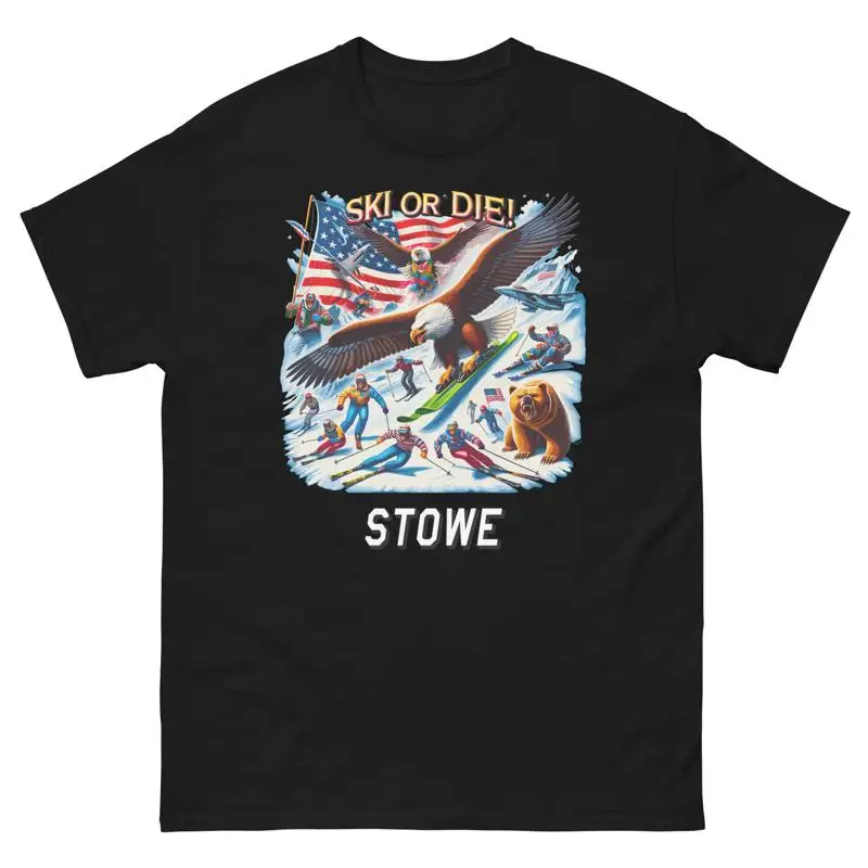 

Stowe Ski Or Die Eagle Usa America Skiing Skier T Shirt