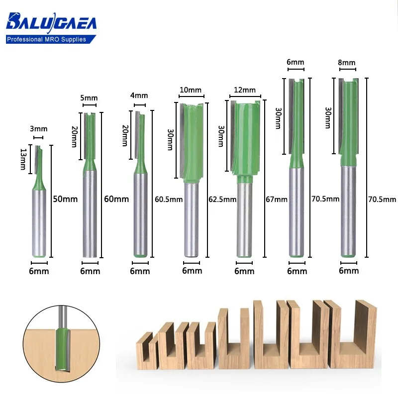 

Router Bit 6mm Shank Single Double Flute Straight Bit Tungsten Carbide Wood Milling Cutter for Woodworking Tool