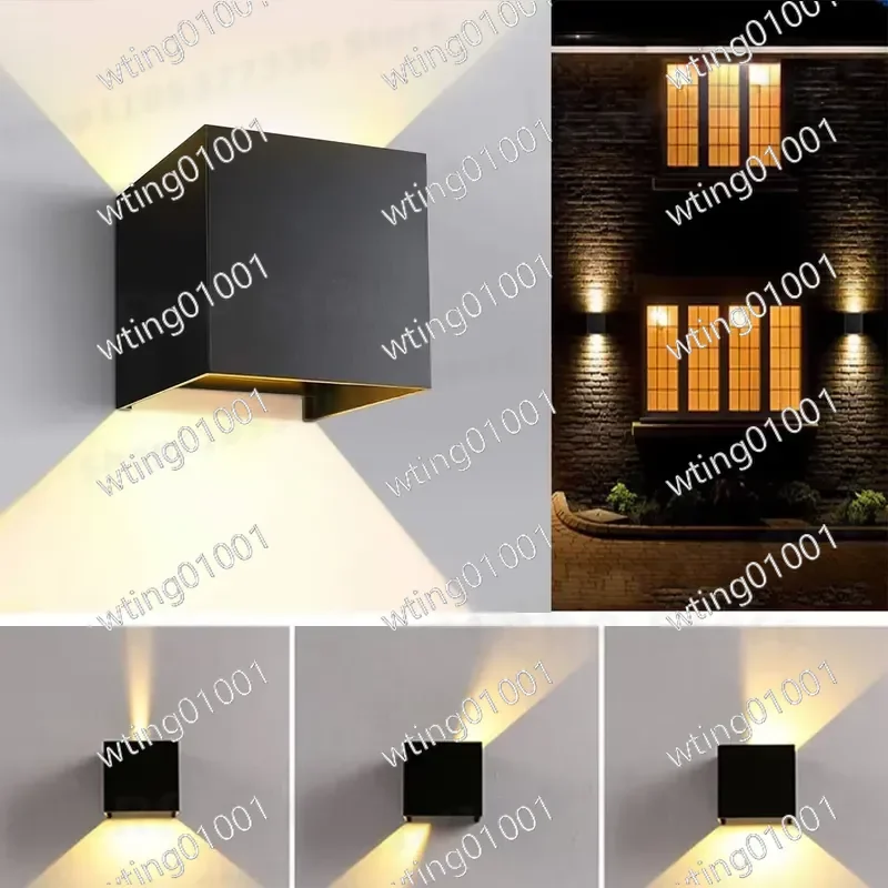 for Modern 4pcs Cube LED Wall Lamp 7W Metal Adjustable Up Down Beam Indoor Outdoor Lighting Fixture