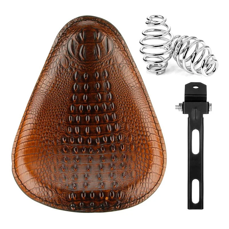 Motorcycle Solo Seat Springs Mounting Bracket Kit For Sportster XL 883 1200 Bobber Chopper Custom Brown-Crocodile