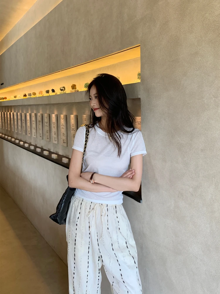 

Cool Wide Leg Pants Women's Summer Casual Silk Loose Fit Casual Pants Comfortable Breathable Lightweight Trousers