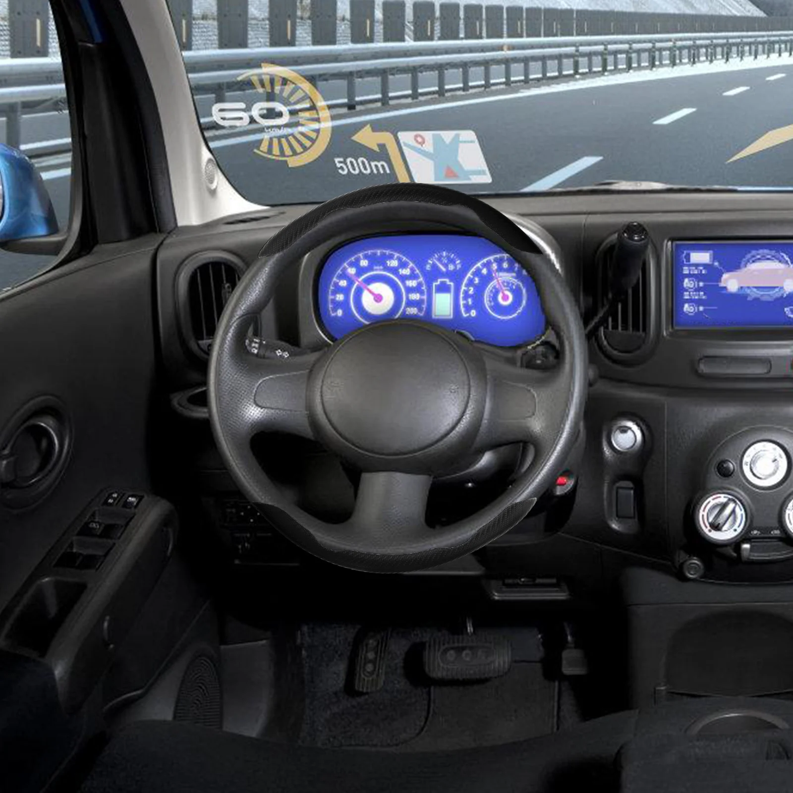 

3Pcs 15-Inch Carbon Fiber Steering Wheel Cover Anti-Slip Universal Fit All Weather Driving Grip Car Interior Protection Easy