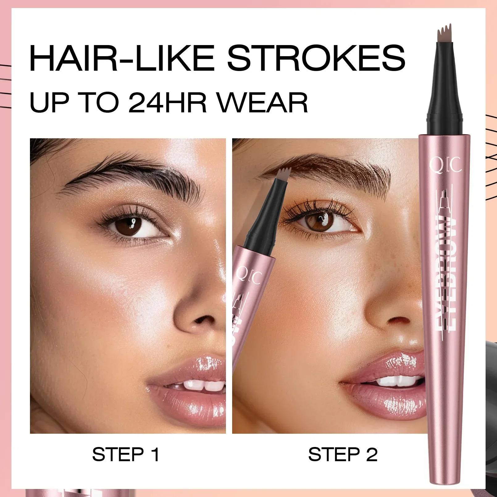 4 Points Liquid Eyebrow Pencil Long-lasting Natural Eyebrow Pencil Smudge-proof Brow Pencil Black Brown Eyebrow Pen Cosmetics