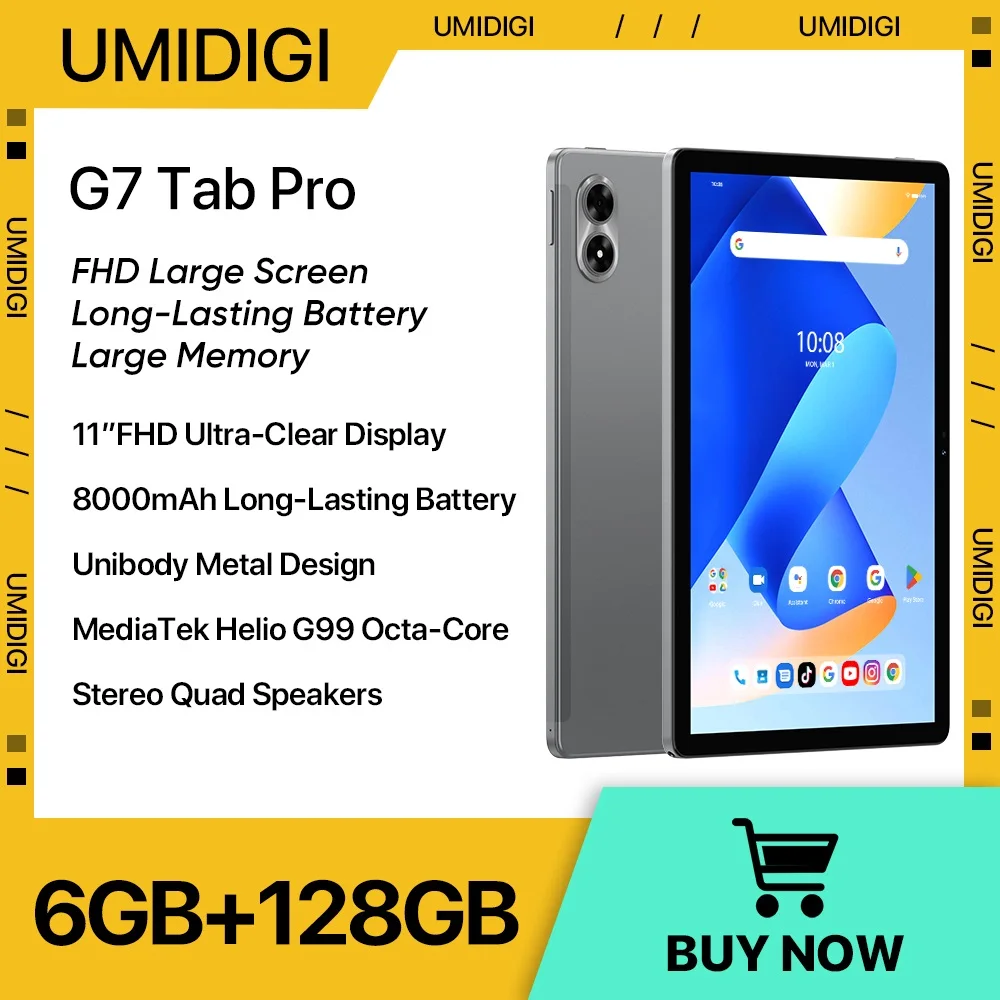 UMIDIGI G7 Tab Pro MTK Helio G99 Octa-Core Tablet 11"FHD 8GB 256GB 13MP Fotocamera 18W ricarica 8000mAh Batteria di grandi dimensioni Quad Altoparlanti