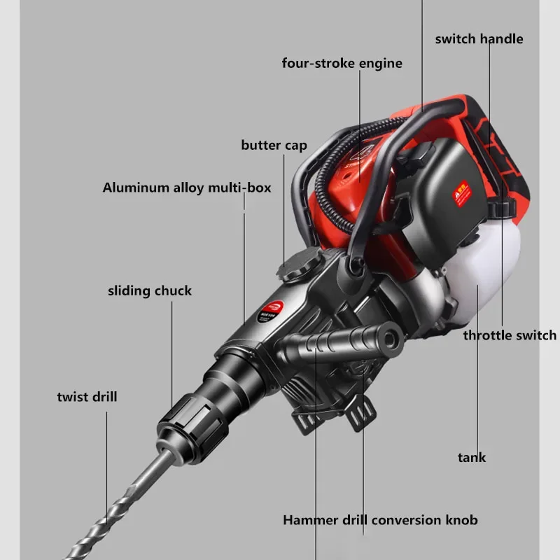 Marteau électromécanique à quatre temps, hache dorée, pelle d'arbres, béton, sinusite, huile, vecde la roche, miel, forage de roche, 514
