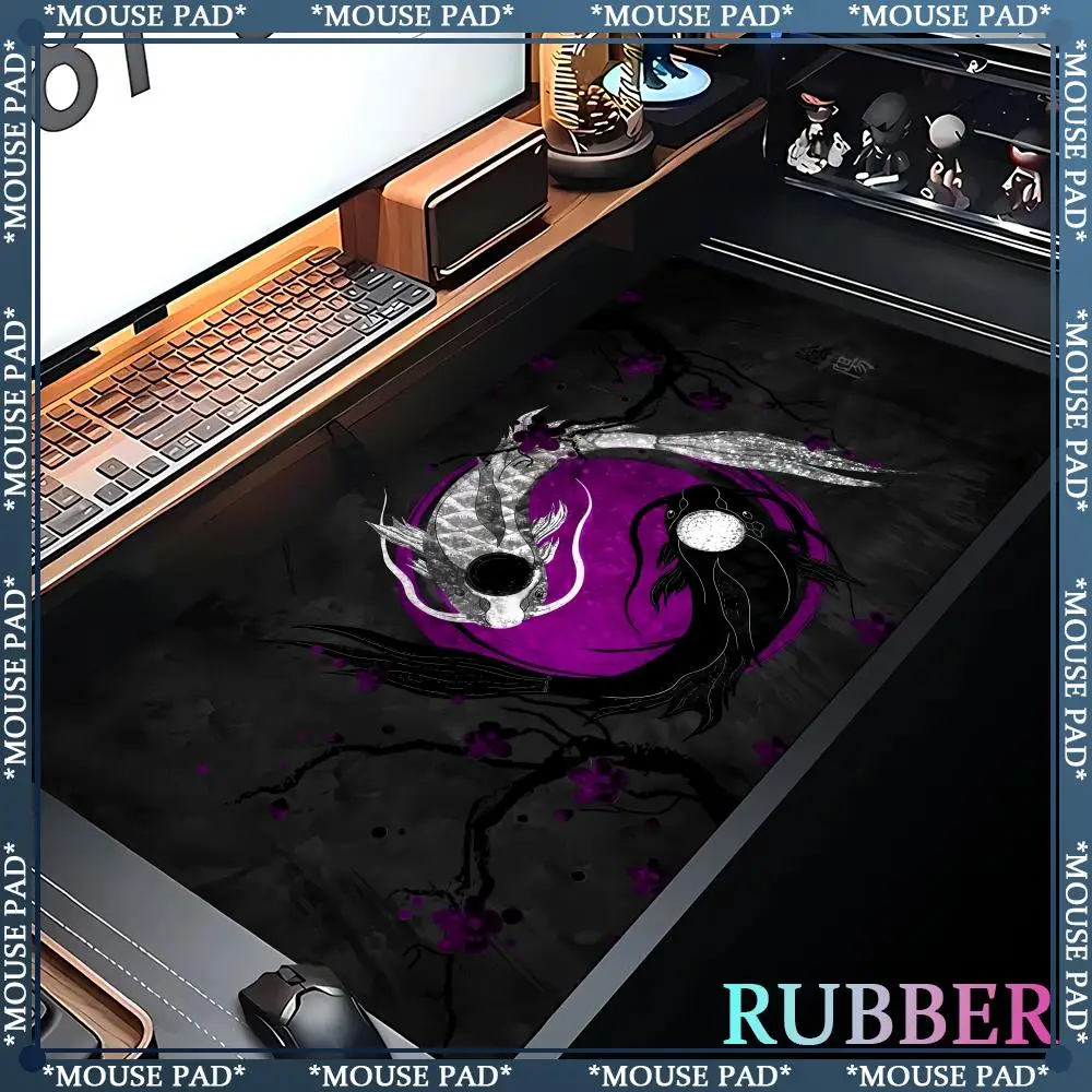 ゲーミングマウスパッド鯉太一陰陽魚中立テーブルマットコンピュータマウスパッド会社ビッグ 100 × 50 センチメートル大型ゲーマー teclado デスクマット