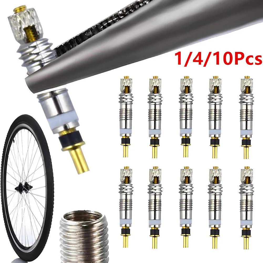 Bicycle Valve Core Stem Removable Presta Silver Bike Replacement Brass Tubeless Core Remover Tool for Tubeless for Road MTB Bike