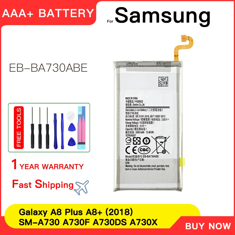 

Genuine EB-BA730ABE 3500mAh Battery For Samsung Galaxy A8 Plus A8+ (2018) SM-A730 A730F A730DS A730X Batteria+Tools