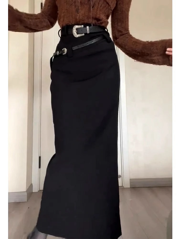 

Slimming Bla Skirt for Women High Waist Bodycon Pear ape Body Korean Sle Commute Autumn Winter New Arrival