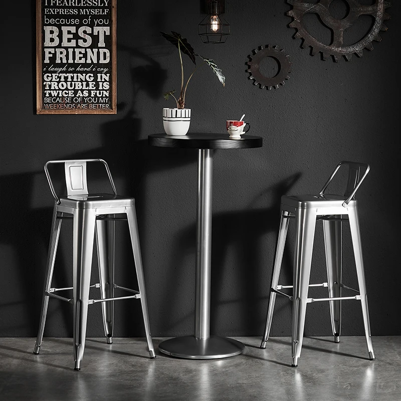 

American wrought iron bar chair high-legged modern minimalist industrial wind bar home backrest stool