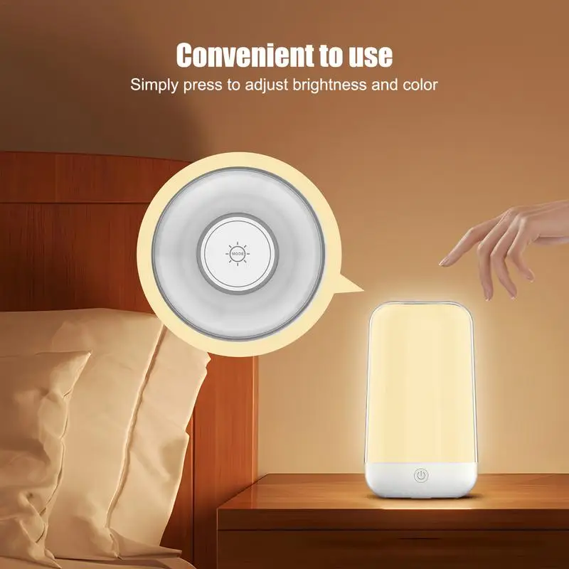 Lámpara táctil de mesita de noche, 7 colores, luz nocturna, lámpara de lectura táctil, lámpara de mesa de lectura para protección ocular, lámpara de escritorio de habitación para dormitorio