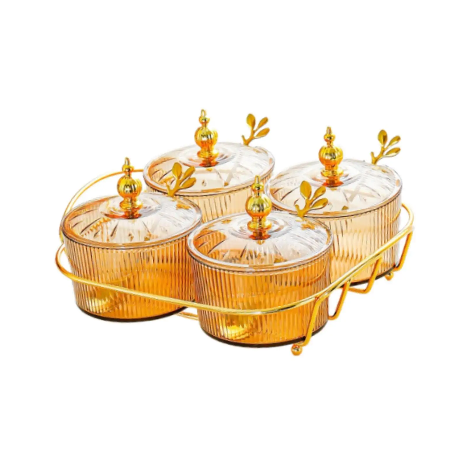 Metal Divided Serving Dishes Tray for Dried Fruit Nuts Candy with Dustproof Lid Home