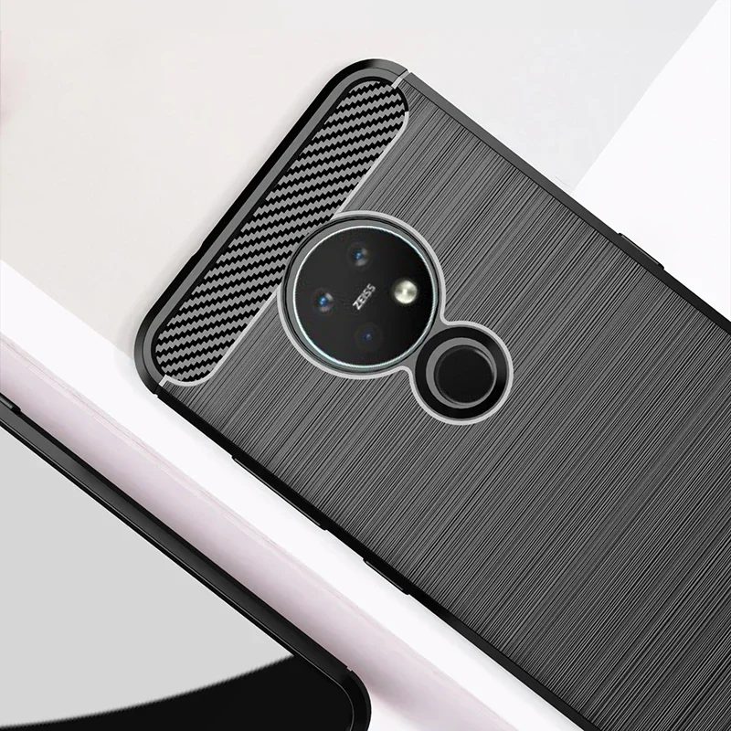 for Nokia 7.2 Case Shockproof Brushed Carbon Fiber Soft Bumper Case Cover for Nokia 6.2 / 7.2 Phone Cases Coque