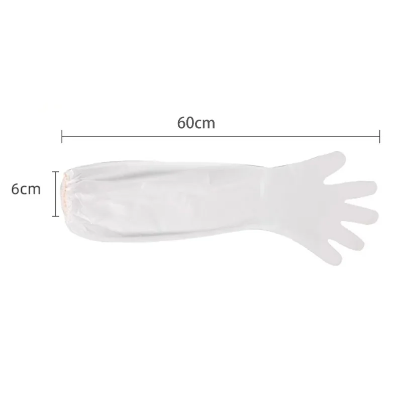 100PCS Disposable Arm Guard Gloves Kitchen Household Cleaning Waterproof Elastic Drawstring Lengthened CPE Long-Arm Gloves