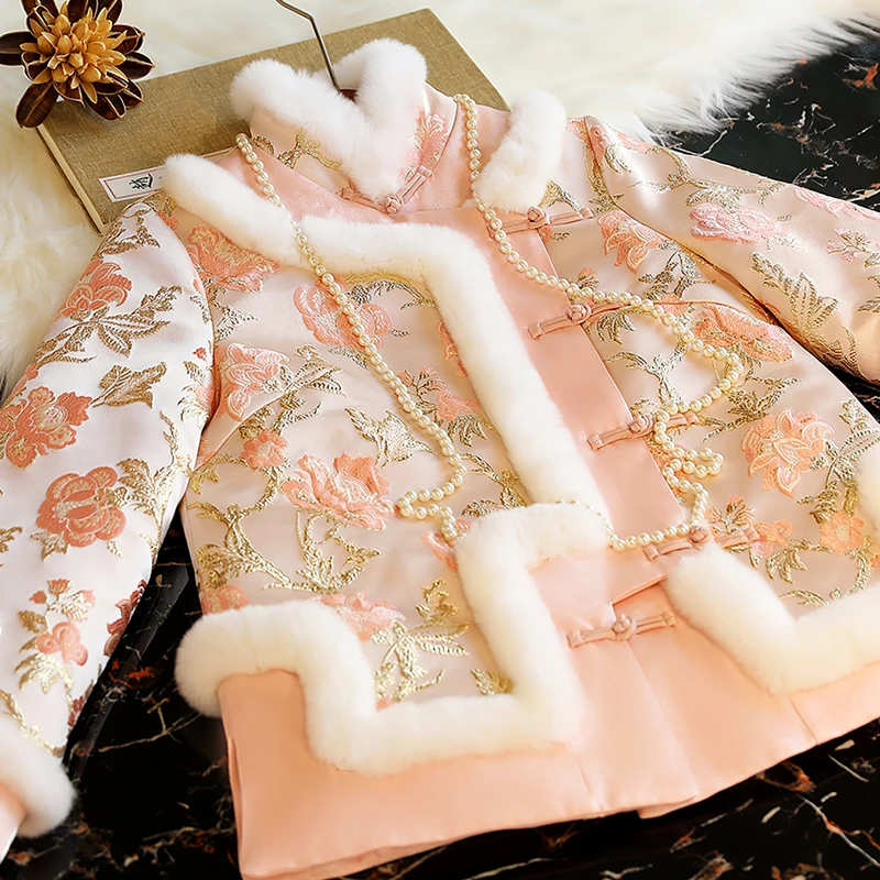 

New Year ort Coat High Quali Autumn Winter New Sle Improved Top Cotton Jaet Embroidered Floral Retro Sle