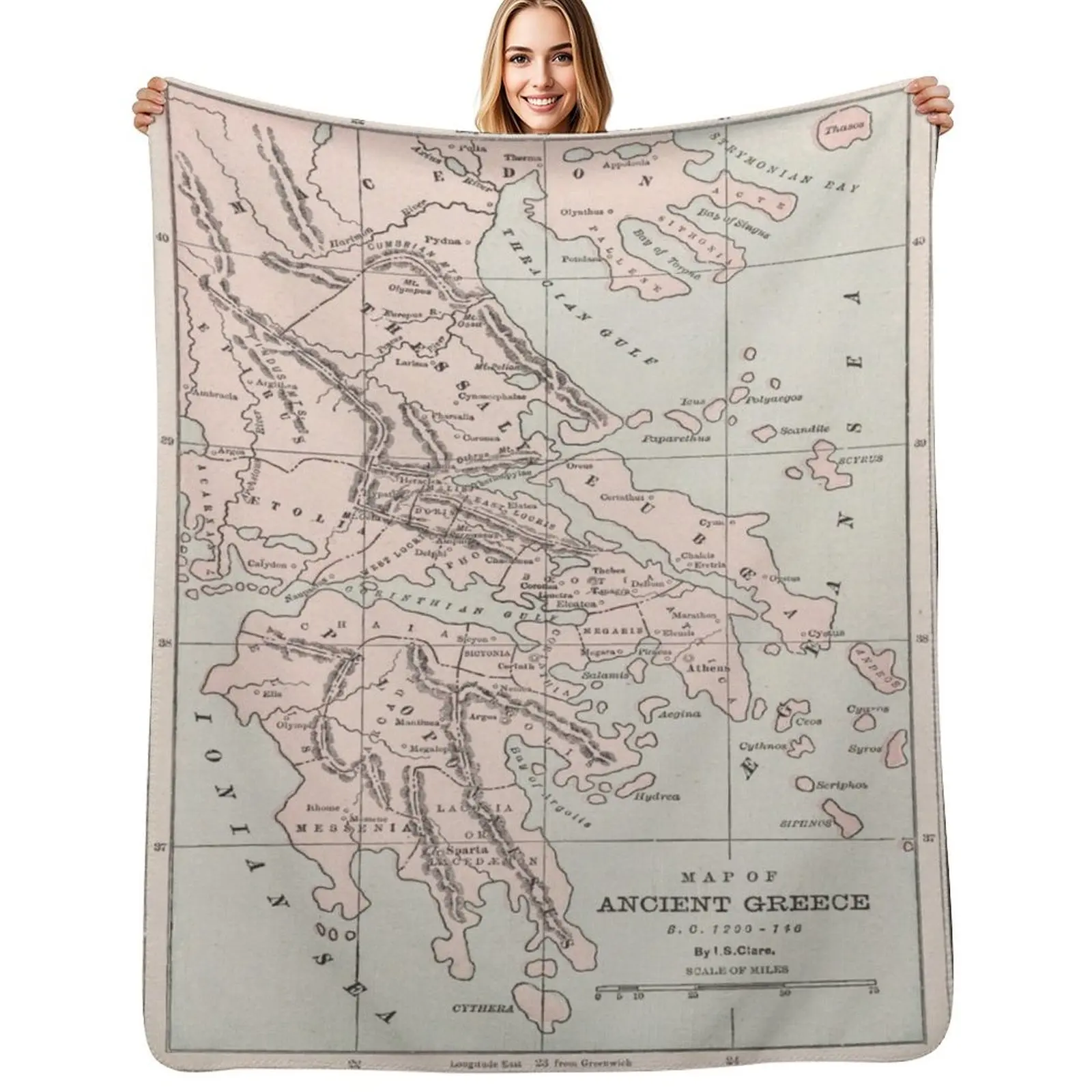 Ancient Greece Map (1901) Throw Blanket Soft Big Plush valentine gift ideas Furrys Soft Sofa Throw Blankets