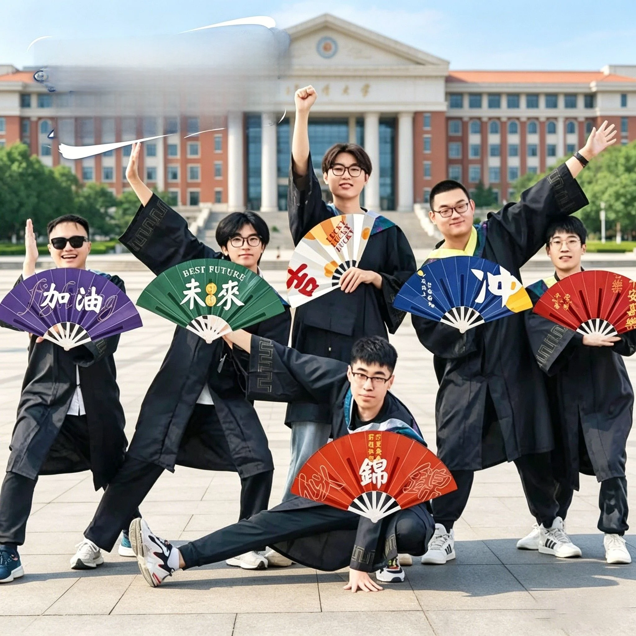 

Graduation Photo Prop Handheld Fan Decorative College Roommate Group Picture Taking Tool for Graduation Season Scene Arrangement