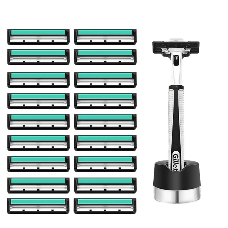 Gillette Vector Rasierer mit 2-Schicht-Klingen, flexiblem Schwenkkopf, Aloe-Vaseline-Schmierstreifen, leicht zu reinigendes Rasierwerkzeug