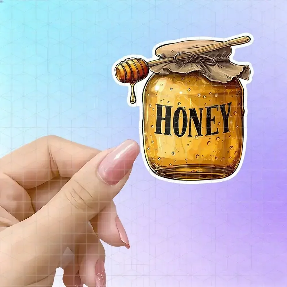 Jar Of Sweet Honey Vintage Pastoral Healing Vinyl Sticker Matte Decal For Water Bottle Journal Kitchenware Retro Honey Jar Scene