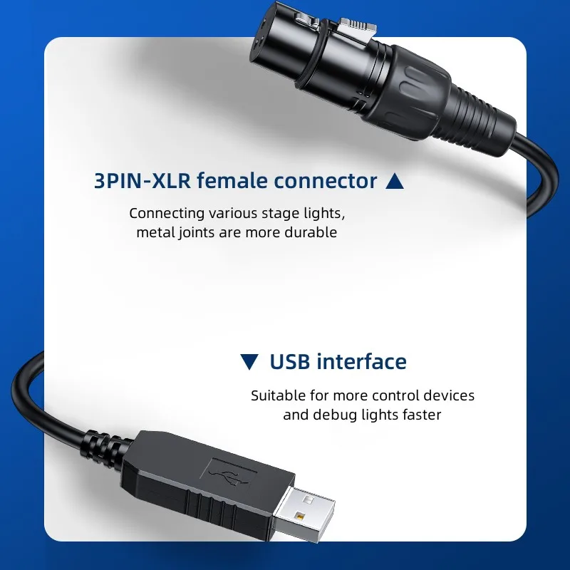 DTECH USB vers RS485 DMX512 XLR adaptateur d'interface câble de données 1.8M câble de contrôle d'éclairage de scène