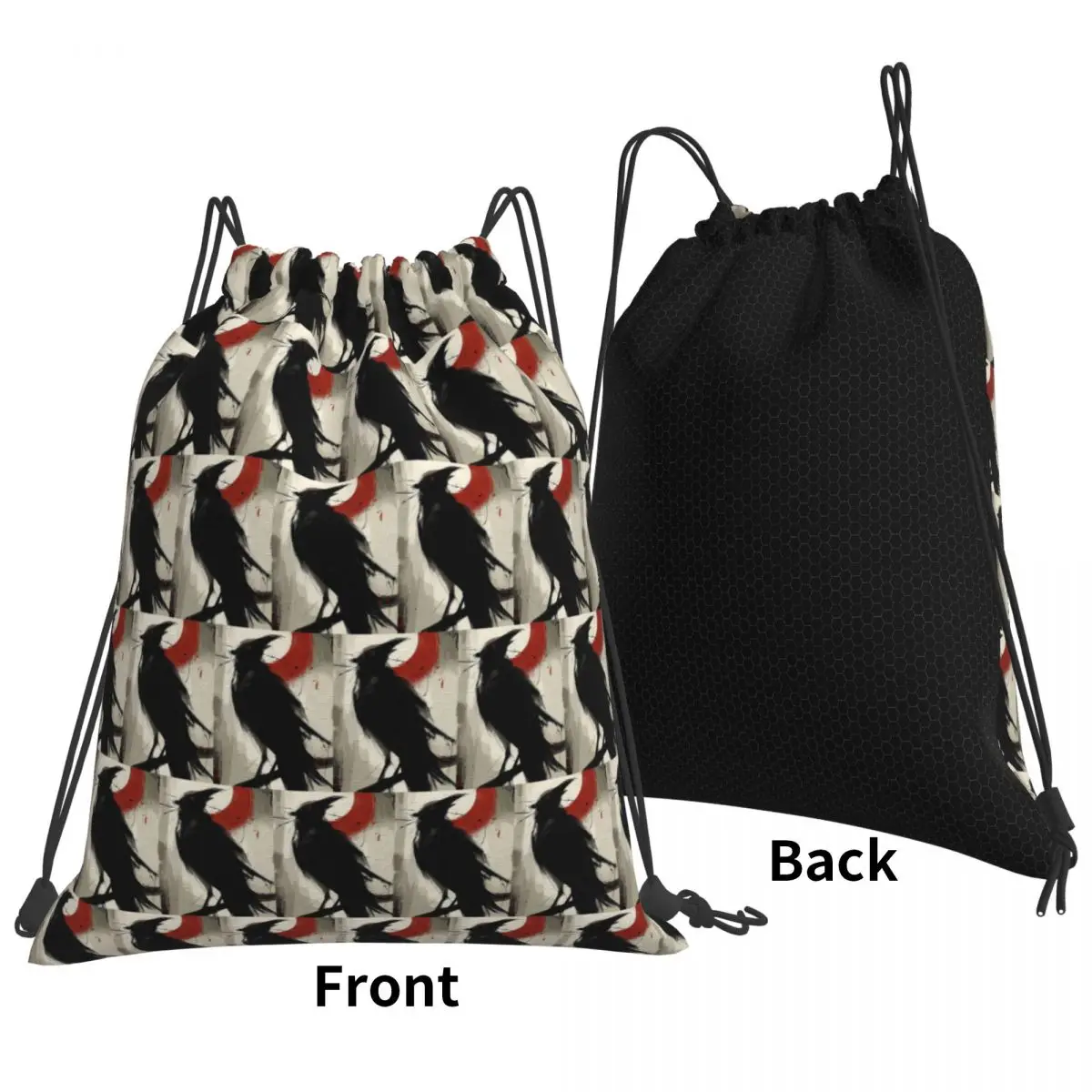 

Raven. Cool, Artistic Corvid Backpacks Fashion Drawstring Bags Sports Bag Book Bags for Man Woman Students