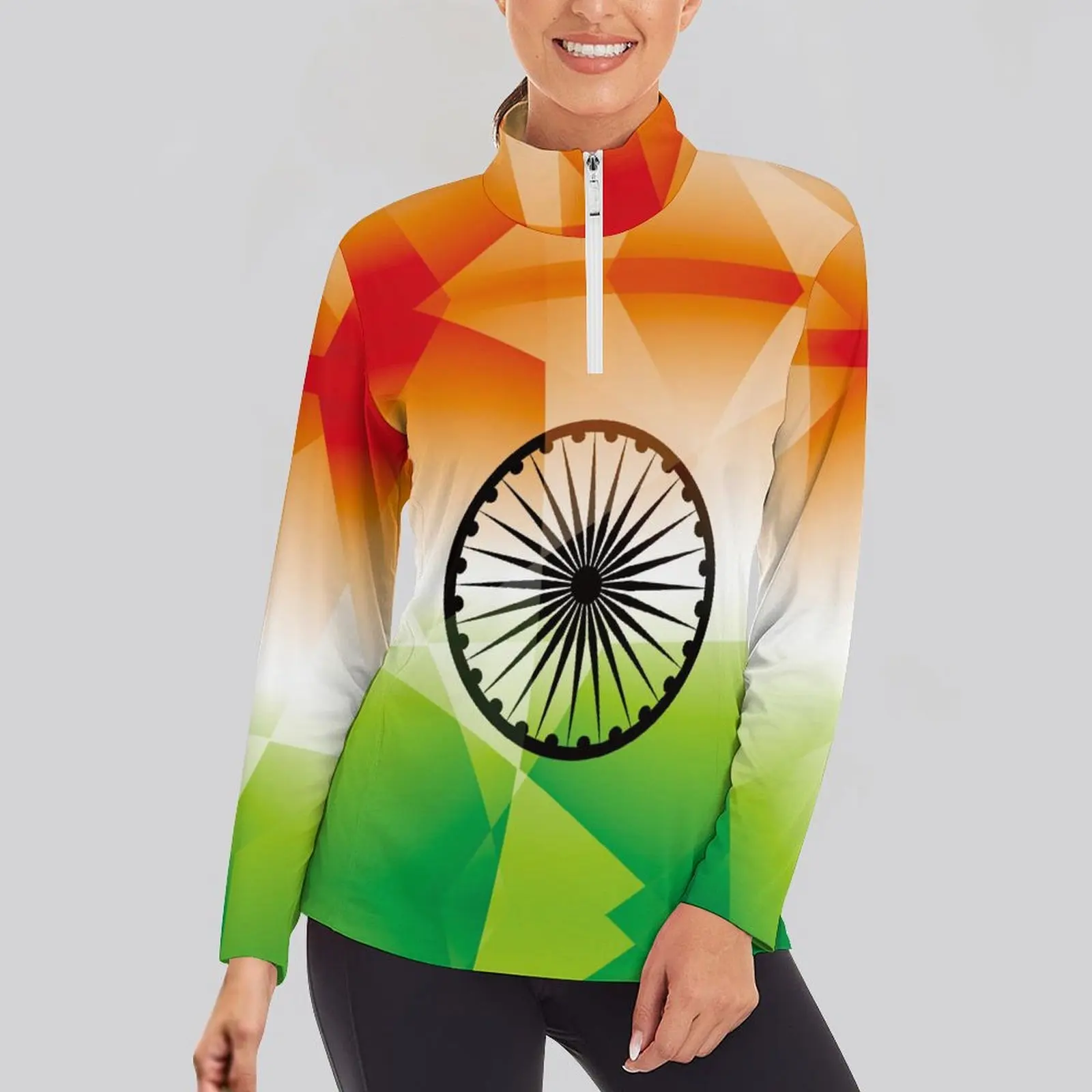 Long Sleeve Yoga Shirts Sport Top Fitness Yoga Top Gym Sports Wear Indian Flag Push Up Running Full Sleeve Clothes